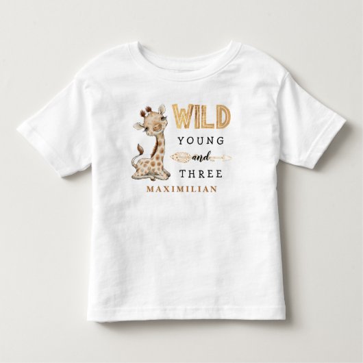 Wild Young en Three Birthday Oerwoud Baby T-Shirt (Voorkant)