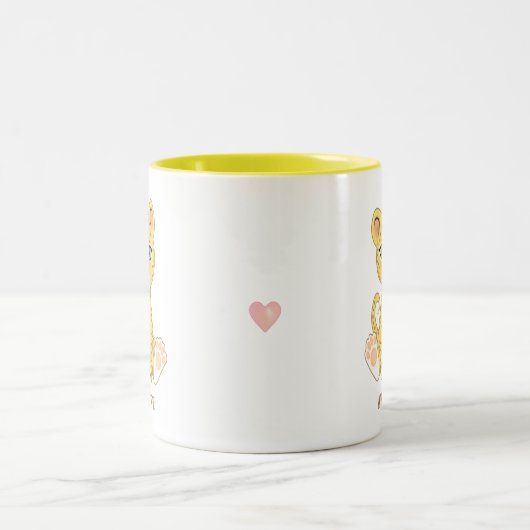 Wild Young Leopard Animal Cartoon Tweekleurige Koffiemok (Center)