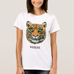 Wild Young Tiger Face & Calligraphy T-Shirt