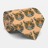 Wild Young Tiger Face Pattern on Light Oranje Stropdas (Opgerold)