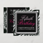 Wild Zebra 50ste verjaardagsfeestje Kaart (Voorkant / Achterkant)