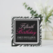 Wild Zebra 50ste verjaardagsfeestje Kaart (Staand voorkant)