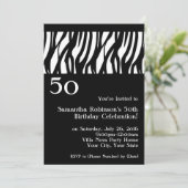 Wild Zebra Black met White 50th Party-uitnodiginge Kaart (Staand voorkant)