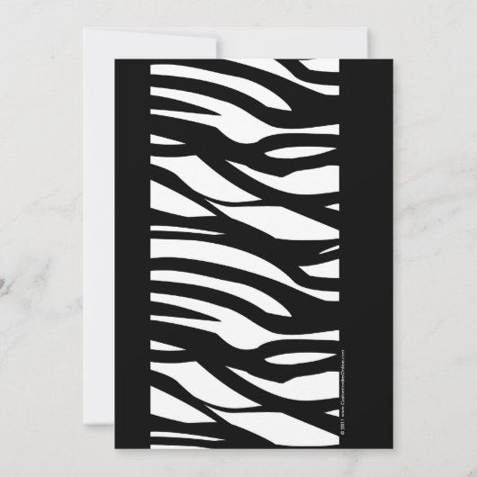 Wild Zebra Black met White 50th Party-uitnodiginge Kaart (Achterkant)