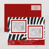 Wild ZEBRA Christmas Feestdagenkaart (Voorkant / Achterkant)