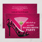 Wild Zebra High Hiel Shoes Bachelorette Party Kaart (Voorkant / Achterkant)