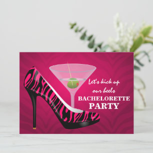 Wild Zebra High Hiel Shoes Bachelorette Party Kaart