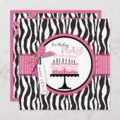 Wild Zebra Print & Birthday Cake Pink Dank je Bedankkaart (Voorkant / Achterkant)
