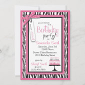Wild Zebra Print & Birthday Cake Pink Kaart (Achterkant)