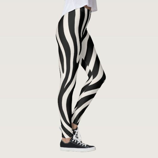 Wild Zebra Print Classic Zwart-wit Halloween Leggings (Rechts)