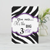 Wild Zebra Print Dirty 30 nodigt Paars uit Kaart (Staand voorkant)