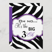 Wild Zebra Print Dirty 30 nodigt Paars uit Kaart (Voorkant / Achterkant)