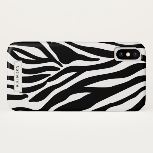 Wild Zebra Print met naam Case-Mate iPhone Case (Achterkant (horizontaal))