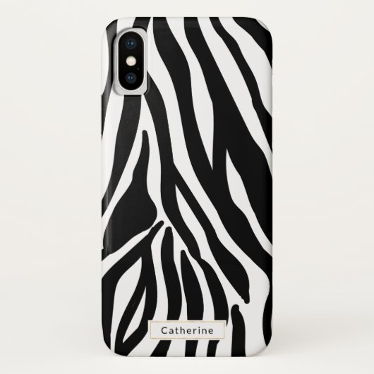 Wild Zebra Print met naam Case-Mate iPhone Case (Achterkant)