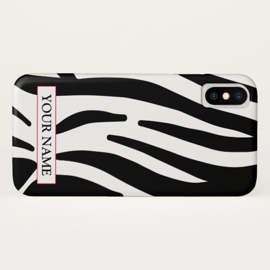Wild Zebra Print met naam Hoesje-Mate iPhone Case (Achterkant (horizontaal))