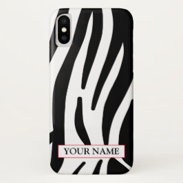Wild Zebra Print met naam Hoesje-Mate iPhone Case