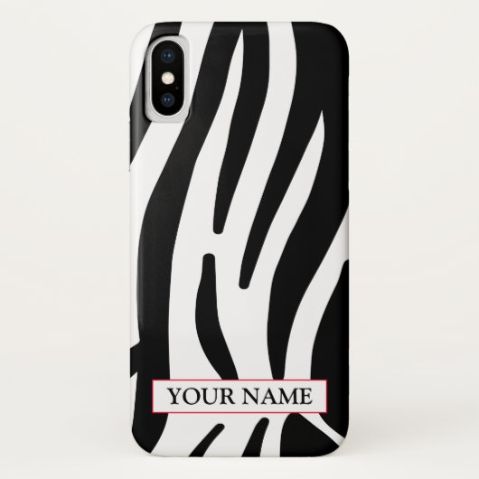 Wild Zebra Print met naam Hoesje-Mate iPhone Case (Achterkant)