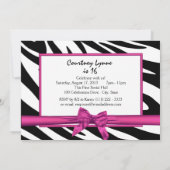 Wild Zebra Stripes en Ribbon Sweet Sixteen Kaart (Achterkant)