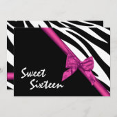 Wild Zebra Stripes en Ribbon Sweet Sixteen Kaart (Voorkant / Achterkant)