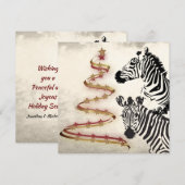 Wild Zebras en Ribbon Stared Kerstbomen Flat Feestdagenkaart (Voorkant / Achterkant)