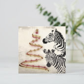 Wild Zebras en Ribbon Stared Kerstbomen Flat Feestdagenkaart (Staand voorkant)