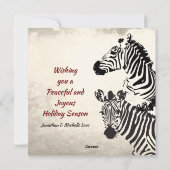 Wild Zebras en Ribbon Stared Kerstbomen Flat Feestdagenkaart (Achterkant)