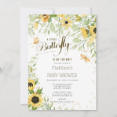 Wild Zonnebloemen & Vlinders Neutraal Baby shower Kaart (Voorkant)