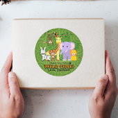 Wild Zoo Animal Oerwoud Safari Verjaardag Dank u Ronde Sticker