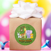 Wild Zoo Animal Oerwoud Safari Verjaardag Dank u Ronde Sticker