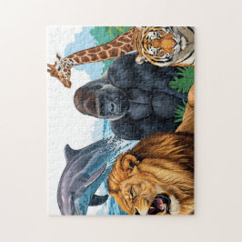 Wild Zoo Animals - Leeuw, Tijger, Dolfijn & Meer Legpuzzel