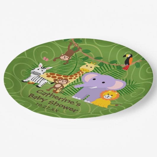 Wild Zoo Dier Oerwoud Safari Baby shower Papieren Bordje (Gekanteld)