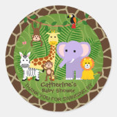 Wild Zoo Dier Oerwoud Safari Baby shower Ronde Sticker (Voorkant)