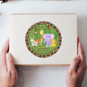Wild Zoo Dier Oerwoud Safari Baby shower Ronde Sticker