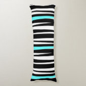 Wild. Zwarte Zebra Stripes w Aqua Lichaamskussen (Voorkant Verticaal)