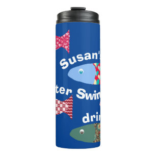 Wild zwemmen Na zwemmen Drink Flask gepersonalisee Thermosbeker