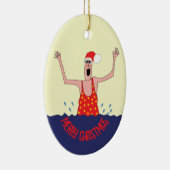 Wild Zwemmen Vrouw Kerstmis Keramisch Ornament (Rechts)