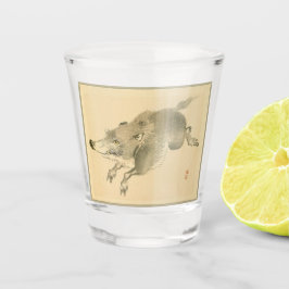 Wild Zwijn (Japanse Kunst) (door Kono Bairei) Shot Glas