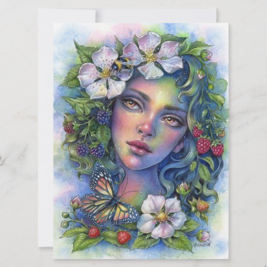 Wildberry Bloom Fairy Elf Fantasy Garden Art Kaart (Voorkant)