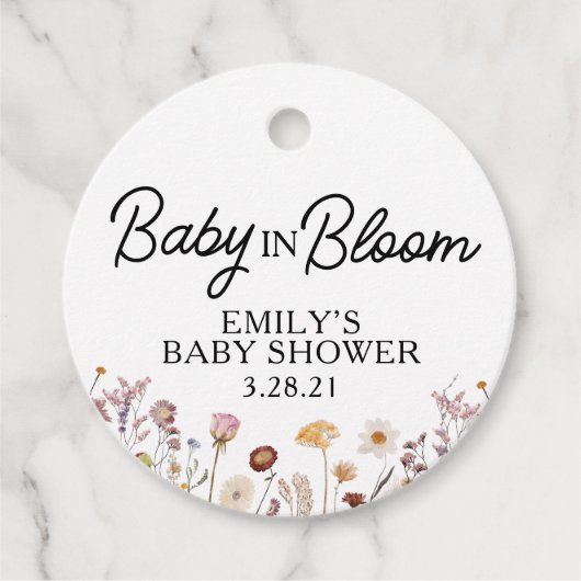 Wildbloem baby in bloei bedankjes labels (Voorkant)