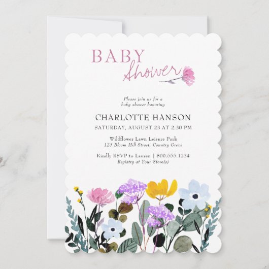 Wildbloem  Baby shower uitnodiging (Voorkant)