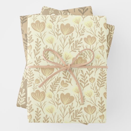 Wildbloem bloeit Eenvoudig Neutrals Aardse Haver C Inpakpapier Vel (In situ)