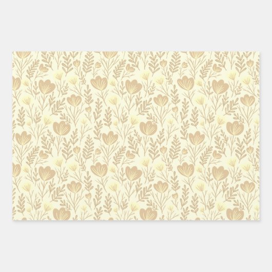 Wildbloem bloeit Eenvoudig Neutrals Aardse Haver C Inpakpapier Vel (Voorkant)