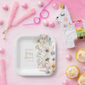 Wildbloem Bloemen Baby shower Papieren Bordje (Feest)