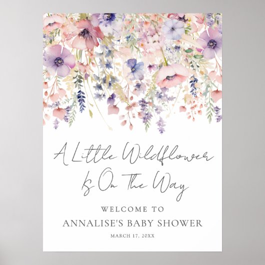 Wildbloem Bloemen Baby shower Poster (Voorkant)