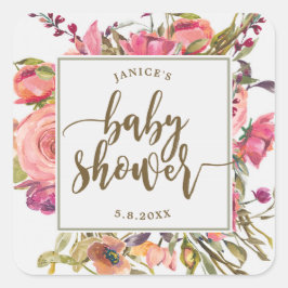 Wildbloem Bloemen baby shower sticker gunsten