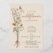 Wildbloem Bloemen Boho Baby shower Echt Folie Uitnodiging (Voorkant)