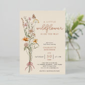 Wildbloem Bloemen Boho Baby shower Echt Folie Uitnodiging (Staand Voorkant)