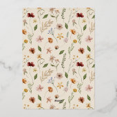 Wildbloem Bloemen Boho Baby shower Echt Folie Uitnodiging (Achterkant)