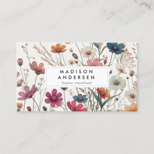 Wildbloem Bloemen Botanisch Modern Visitekaartje (Voorkant)