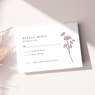 Wildbloem Bloemen Bourgondië Bruiloft RSVP Kaart